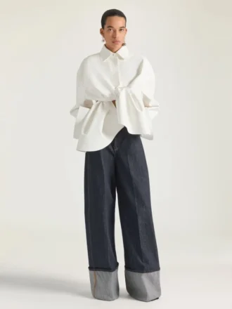 Asymmetrisk skjorta i nappaläder