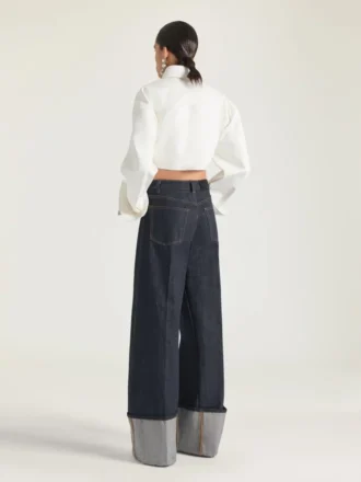 Asymmetrisk skjorta i nappaläder