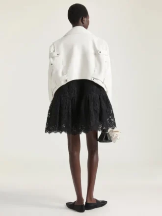 Bikerjacka i läder med bak-fram-effekt