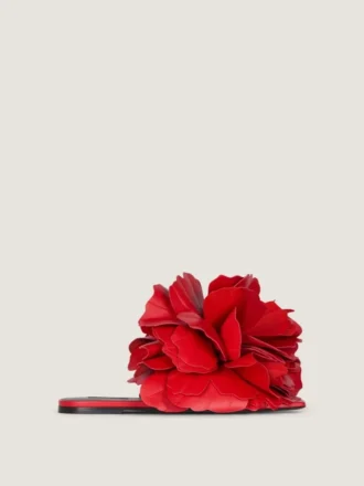 Boudoir-mules i läder med rosenblad