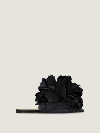 Boudoir-mules i läder med rosenblad