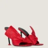 Boudoir-mules med klack i nappaläder med rosett Boudoir-mules med klack i nappaläder med rosett