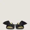 Boudoir-mules med klack i nappaläder med rosett