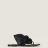 Boudoir-tongsandaler i nappaläder med rosett Boudoir-tongsandaler i nappaläder med rosett