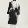 Car Coat i bomull med porträttjacquard Car Coat i bomull med porträttjacquard