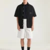 Cargo-bermudashorts i fiskbensmönstrad denim