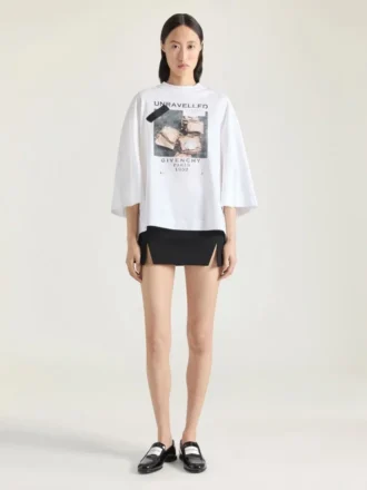 Cocoon-T-shirt i bomull med arkivtryck