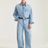 Couture-överskjorta med sömmar i ljusblå denim Couture-överskjorta med sömmar i ljusblå denim