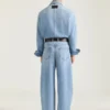 Couture-överskjorta med sömmar i ljusblå denim Couture-överskjorta med sömmar i ljusblå denim
