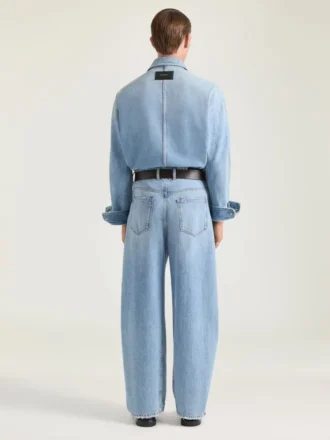 Couture-överskjorta med sömmar i ljusblå denim