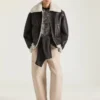 Couture-söm Aviator-blouson i läder och fårskinn Couture-söm Aviator-blouson i läder och fårskinn