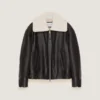 Couture-söm Aviator-blouson i läder och fårskinn Couture-söm Aviator-blouson i läder och fårskinn