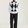 Couture-stickad argyle-tröja Couture-stickad argyle-tröja