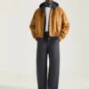 Couture-sydd raglanblouson i läder Couture-sydd raglanblouson i läder