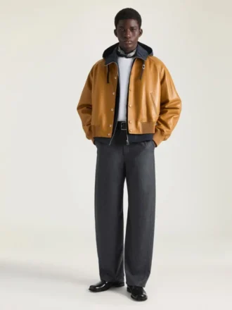 Couture-sydd raglanblouson i läder