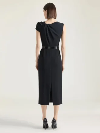 Draperad pennklänning i crepe cady