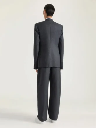 Enradig, kraglös, figursydd jacka i flanell