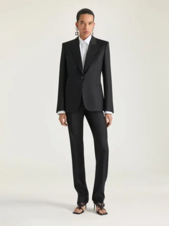 Randiga smala byxor i ull