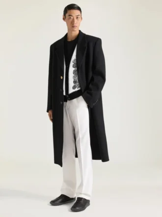 Skräddarsydda byxor med raka ben i ull och mohair