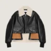 Kort flygjacka i läder och fårskinn Kort flygjacka i läder och fårskinn