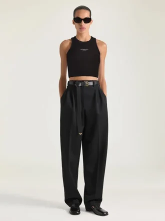 Kort linne i bomull med Givenchy Paris-tryck