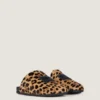 Label Flat Mules i läder med ponnyeffekt och leopardmönster Label Flat Mules i läder med ponnyeffekt och leopardmönster