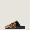 Label Flat Mules i läder med ponnyeffekt och leopardmönster Label Flat Mules i läder med ponnyeffekt och leopardmönster