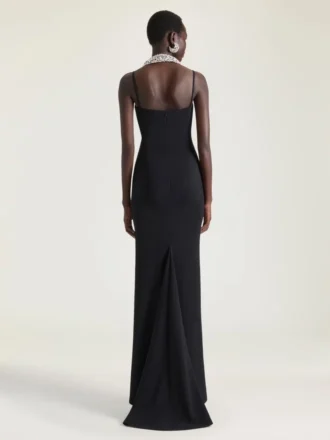 Lång klänning i crepe cady