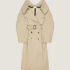 Lång trenchcoat i bomull med snitt Lång trenchcoat i bomull med snitt
