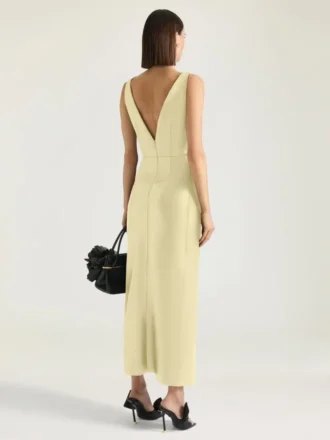 Långt lindat klänning i läder