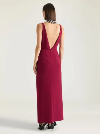 Långt omlottklänning i crepe cady