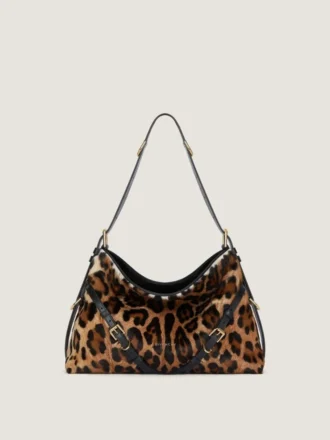 Medium Voyou Bag i kalvskinn med ponnyeffekt och leopardmönster
