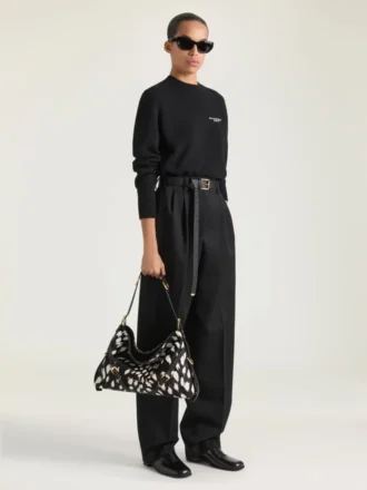 Medium Voyou Bag i läder med ponnyeffekt och djurmönster