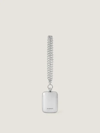 Micro Evening Clutch i metalliskt läder med kedja