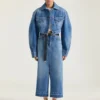 Midilång byxkjol i mellablå denim Midilång byxkjol i mellablå denim