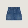 Mini-cargokjol i mellablå denim