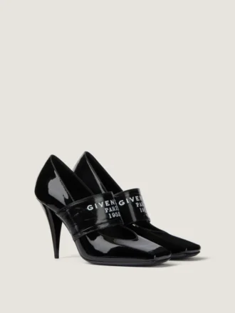 Pumps i lackläder med skuren fyrkantig Givenchy-remsa