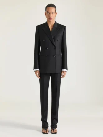 Randiga smala byxor i ull