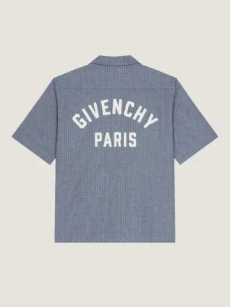 Rutig skjorta i bomull med broderat Givenchy Paris