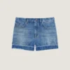 Shorts i mellablå denim