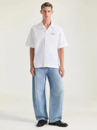 Skjorta i poplin med Givenchy-stämpeltryck