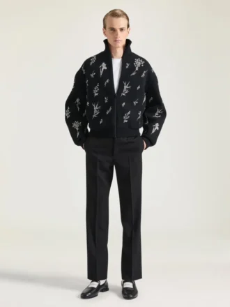 Skräddarsydda byxor med raka ben i ull och mohair