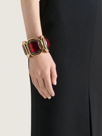 Skulptural kristallarmband i metall och kristaller