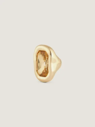 Skulptural kristallring i metall och kristall