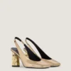 Slingbacks med tejp i läder med spegeleffekt