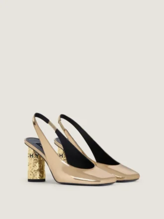 Slingbacks med tejp i läder med spegeleffekt