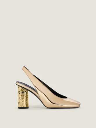 Slingbacks med tejp i läder med spegeleffekt