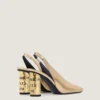 Slingbacks med tejp i läder med spegeleffekt