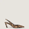 Spikiga slingback-pumps i läder med ponnyeffekt och leopardmönster Spikiga slingback-pumps i läder med ponnyeffekt och leopardmönster
