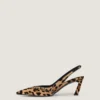 Spikiga slingback-pumps i läder med ponnyeffekt och leopardmönster Spikiga slingback-pumps i läder med ponnyeffekt och leopardmönster